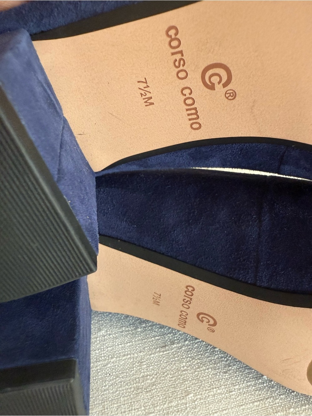 New Corso Como Navy/Purple Suede Mid Block Heel Pumps - Women - Picture 10 of 12